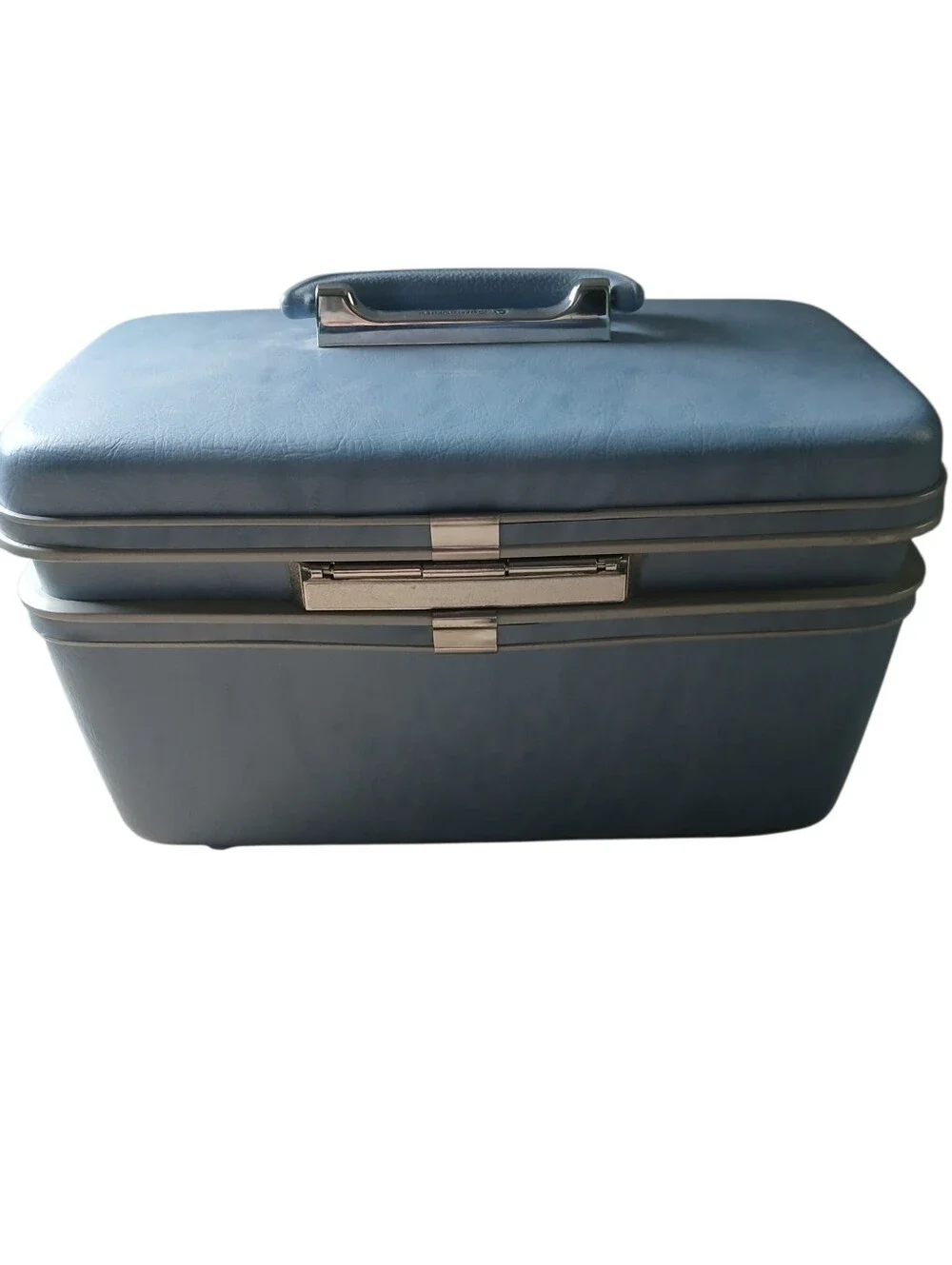 Samsonite Retro Luggage Style Vintage 50's Hard Case w/ Tray Blue Silver Tone